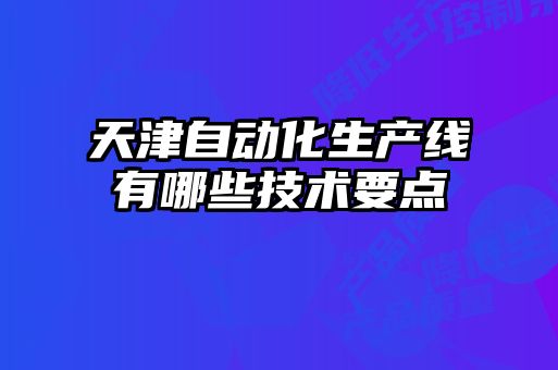 天津自動化生產線有哪些技術要點