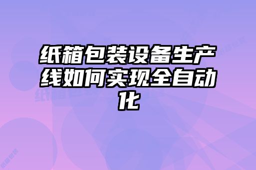 紙箱包裝設備生產線如何實現全自動化