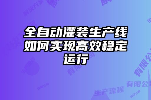全自動灌裝生產線如何實現高效穩定運行