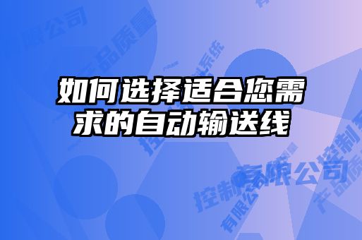 如何選擇適合您需求的自動(dòng)輸送線(xiàn)