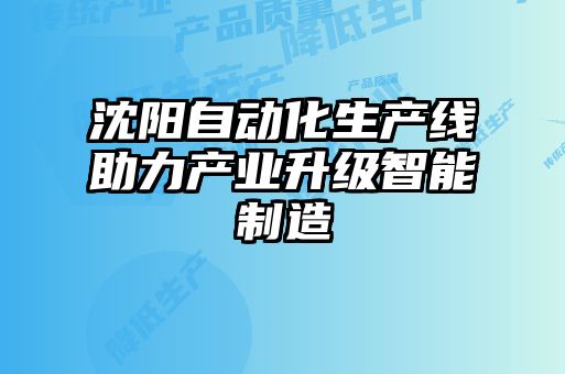 沈陽自動化生產線助力產業升級智能制造