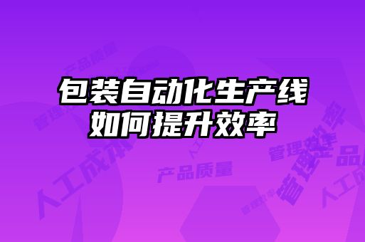 包裝自動化生產線如何提升效率