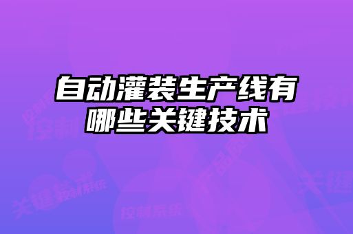 自動灌裝生產線有哪些關鍵技術