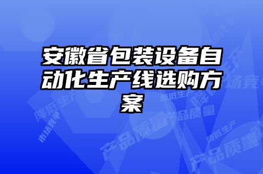 安徽省包裝設(shè)備自動化生產(chǎn)線選購方案